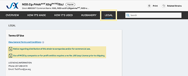 JAX Leap Licensing - Mouse Strain Datasheet