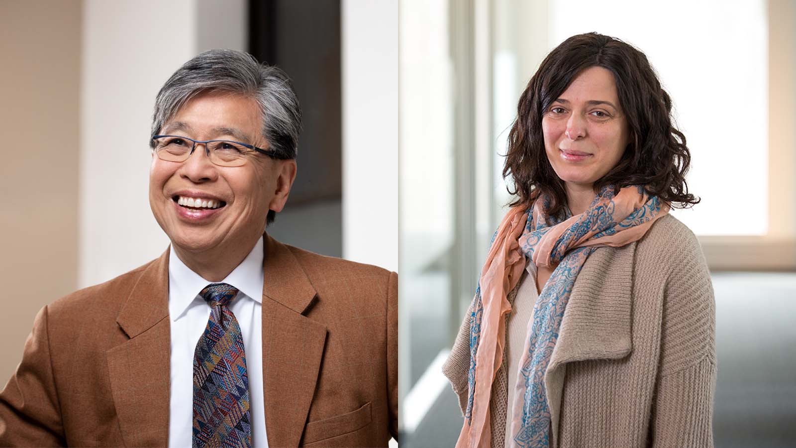 A collage image of the Jackson Laboratory's Ed Liu and Francesca Menghi