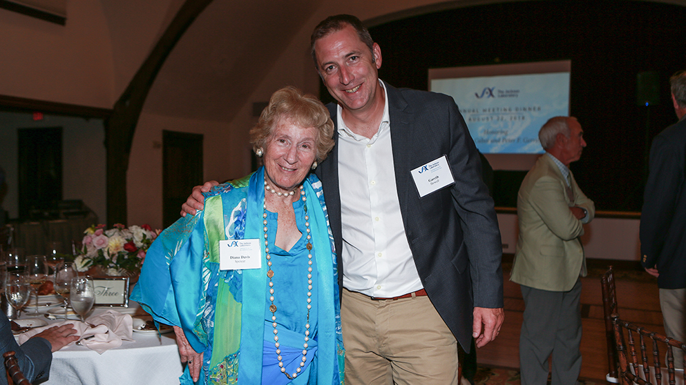 Diana Davis Spencer with eye researcher and Alzheimer's expert Gareth Howell at The Jackson Laboratory